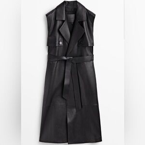 Massimo Dutti Black Sleeveless Trench Coat size S